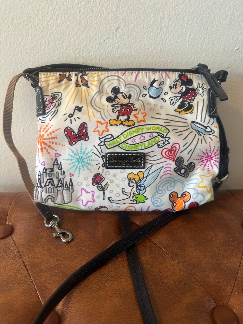 Vintage Dooney & Bourke White Multi-Color Disney Character Crossbody
